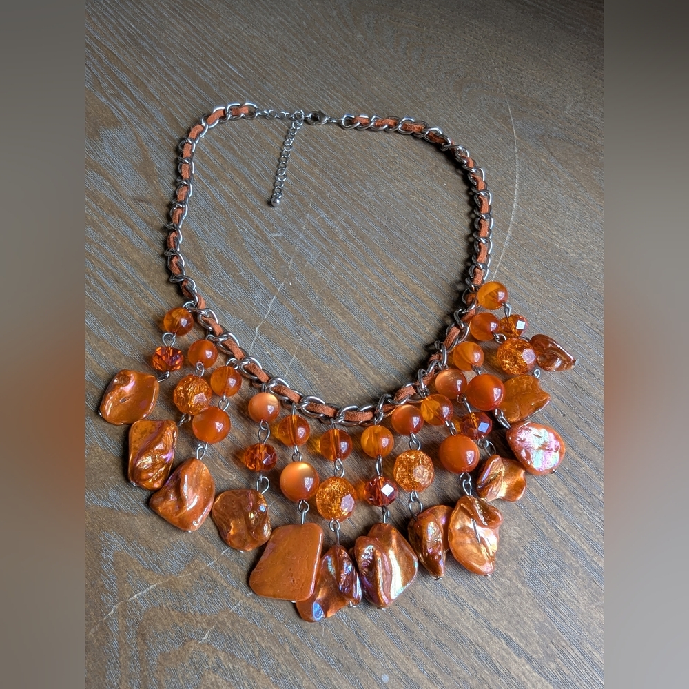 Elegant Orange Statement Necklace